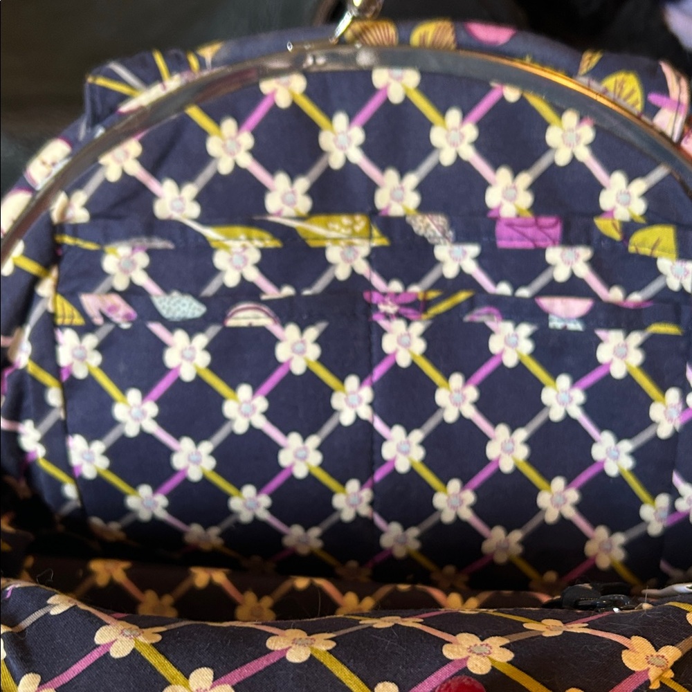RARE Vera Bradley Floral Nightingale Kisslock Satchel Eloise Kiss N Lock Purse - Picture 7 of 8
